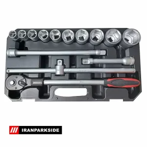 ست آچار بکس 19 پارچه فشار قوی پارکساید درایو 3/4 از سایز 22 تا 50 میلیمتری کامل با وزن 13/5 کیلو گرم آچار Ratchet پارکساید ۳/۴ اینچ ست بکس ۱۹ پارچه پارکساید آچار بکس حرفهای Parkside ابزار تعمیر خودرو پارکساید آچار Ratchet آچار با کلیکت Ratchet Wrench ست بکس پارکساید بکس فشارقوی پارکساید Parkside Socket Set آچار بکس حرفهای پارکساید