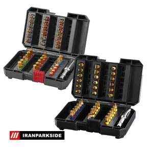 شامل ۳۶ عدد بیت مغناطیسی در اندازهها و مدلهای مختلف که تقریباً تمام نیازها برای پیچکردن و باز کردن پیچها را پوشش میدهد هولدِر مغناطیسی برای نگهداری منظم بیتها و دسترسی سریع به هر کدام بیتها معمولاً از آلیاژ مقاوم مثل فولاد S2 یا کروم-وانادیم ساخته شدهاند که در برابر سایش و ضربه دوام بالایی دارند مناسب برای استفاده در ابزارهایی مثل پیچگوشتی برقی، دریل شارژی و دستگاههای همهکاره (multi-tools) شامل بیتهای مختلف: فیلیپس (PH)، ترک (Torx)، شیار مستقیم (Slotted / Flat) و غیره مزیتها سرعت و کارایی بیشتر: وقتی بیتها مرتب و در دسترس باشند زمان کار کمتر هدر میرود نگهداری بهتر بیتها: هولدر مغناطیسی باعث میشود بیتها از هم جدا نشوند و گم نشوند مقرون به صرفه: به جای خرید تکتک بیتها مجموعه کامل تهیه میکنی مناسب برای کارهای روزمره، تعمیرات خانگی، نجاری، مونتاژ مبلمان و استفادههای صنعتی سبک موارد قابل توجه هنگام خرید بررسی تعداد و انواع بیتها موجود داخل ست تا مطابق نیازت باشند کیفیت مغناطیسی هولدر: مغناطیس قویتر بیتها را بهتر نگه میدارد جنس بیتها (S2 یا فولاد آلیاژ بالا) تا در شرایط سخت و کار مداوم ساییدگی و ترک نخورند قابلیت تعویض بیتها در اکثر دریلها و پیچگوشتیها